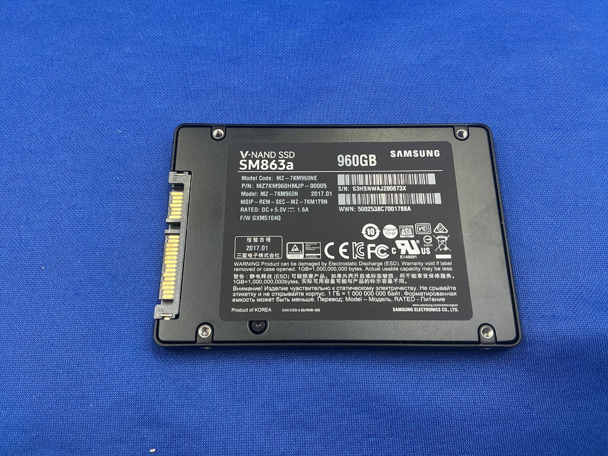 MZ-7KM960N Samsung SM863a Series 960GB SATA 6Gbps 2.5" SSD MZ7KM960HMJP-00005