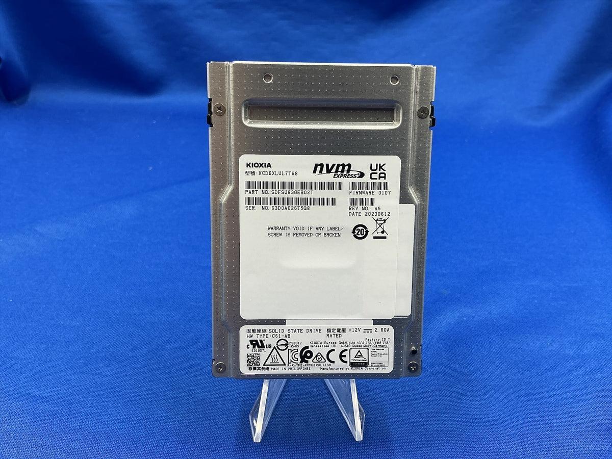 KIOXIA KCD6XLUL7T68 CD6-R 7.68Tb 2.5Inch PCI Express 4.0 NVMe SSD