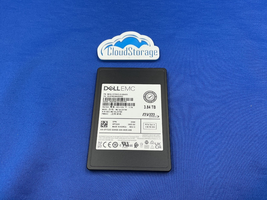 P7G03 Dell Samsung PM9A3 3.84TB PCIe Gen4 x4 NVMe U.2 2.5" Internal SSD w/ tray