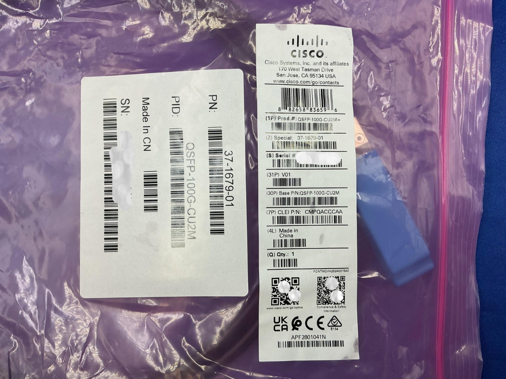 Cisco QSFP-100G-CU2M 2M 100GBASE-CR4 QSFP to QSFP Passive Direct Attach Copper