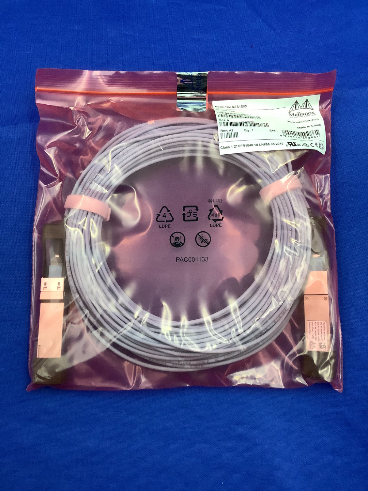 MFS1S00-H030V NVIDIA MFS1S00 Active Optical Cable up to 200Gbs QSFP56 30m