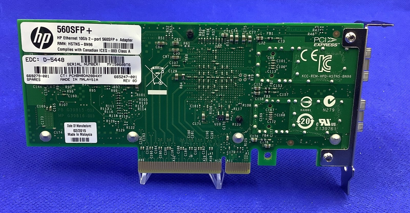 HP C3N52AA X520 10GbE DUAL PORT ADAPTER CARD