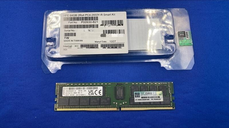 NOB P00930-B21 HPE 64GB 2RX4 DDR4-3200 SMART MEMORY P03053-0A1 HP32D4R2D4HCR-64