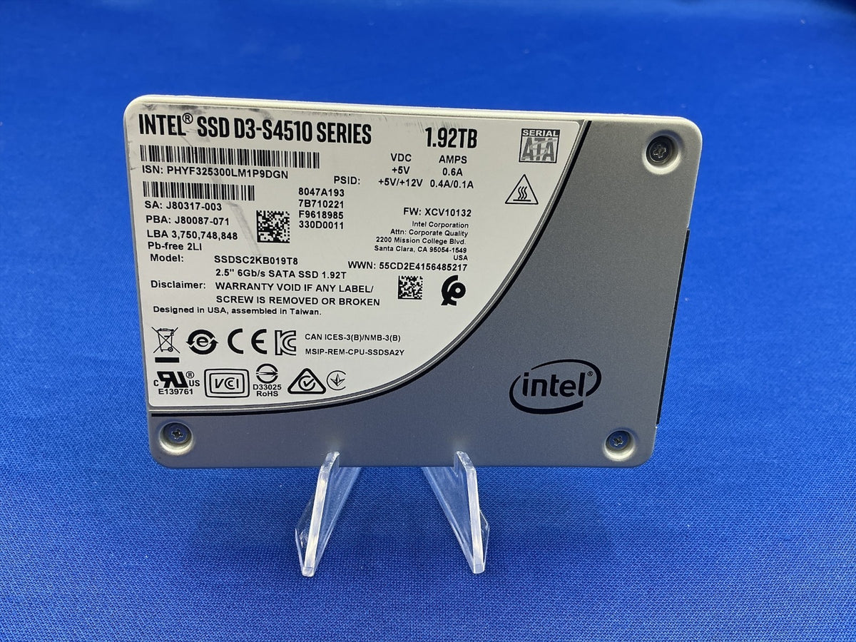SSDSC2KB019T8 Intel D3-S4510 Series  1.92TB SATA 6Gbps 2.5in SSD SSDSC2KB019T801