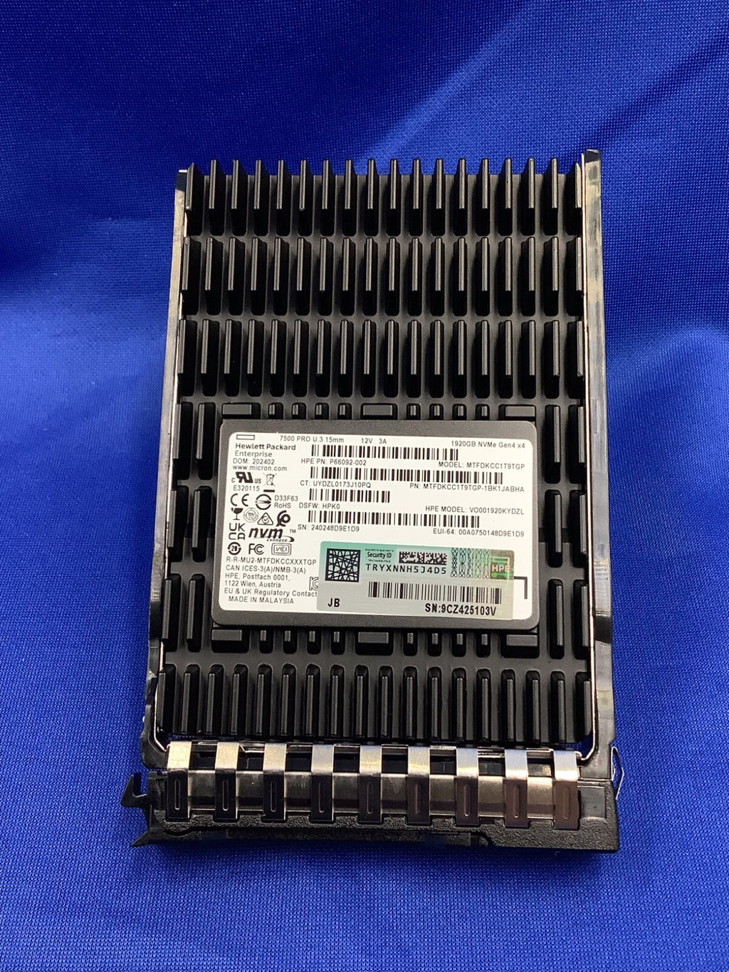 HPE 1.92T NVMeRI SFF BC U.3ST V2 MV SSD