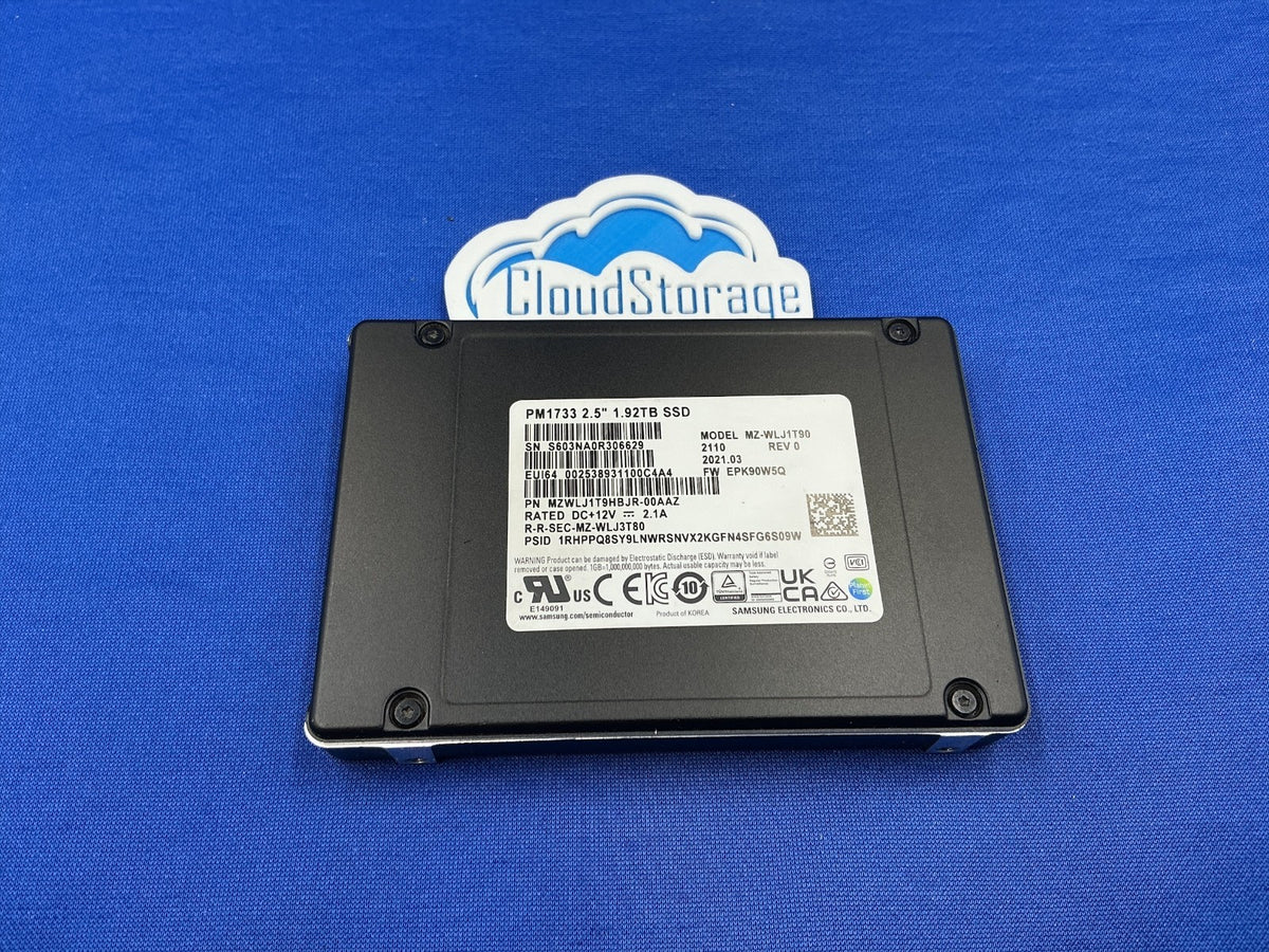 Samsung PM1733 MZ-WLJ1T90 1.92TB U.2 NVMe PCIe 4.0 Enterprise SSD MZWLJ1T9HBJR