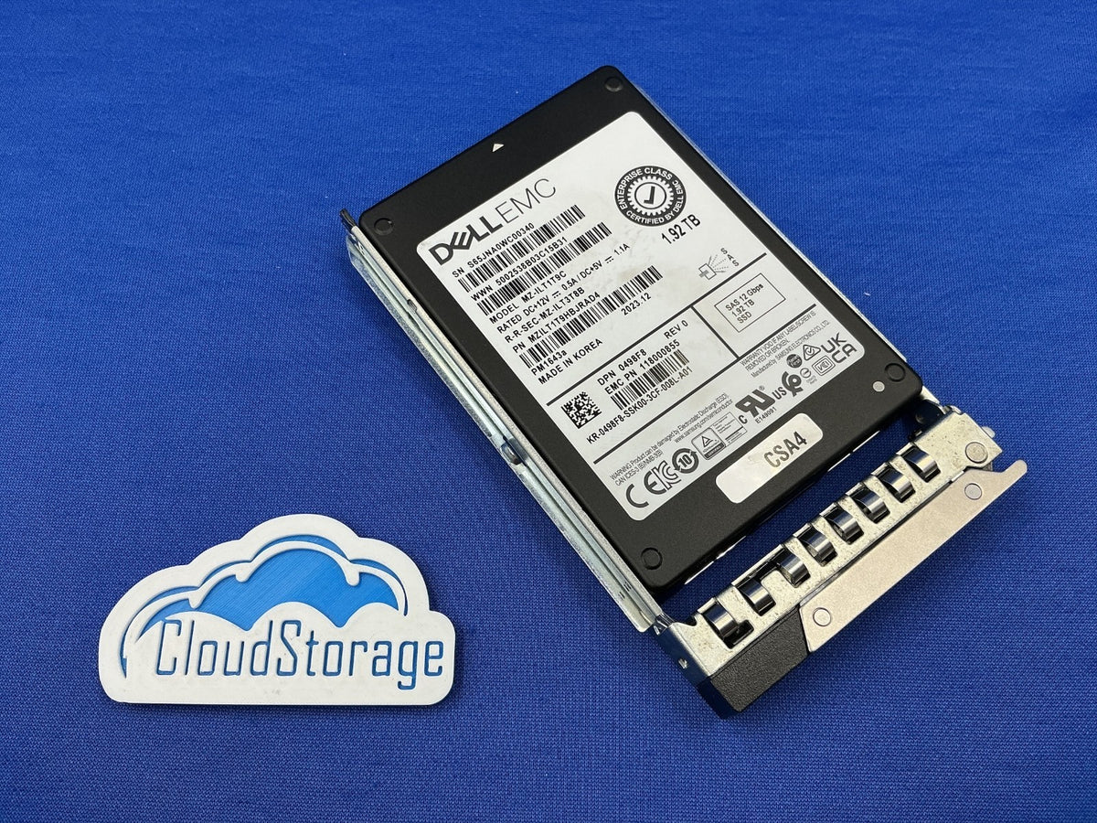 498F8 Dell PM1643a 1.92TB SAS 12Gbps Read Intensive 2.5'' SSD 0498F8 MZ-ILT1T9C