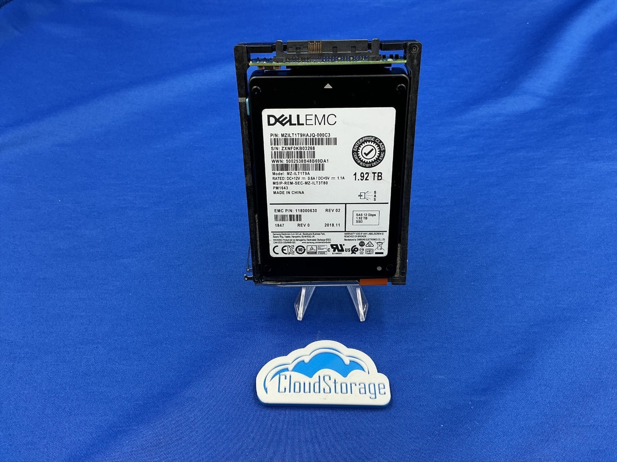 Dell EMC 118000630 Samsung PM1643 1.92TB SAS 12Gb/s 2.5" SSD MZ-ILT1T9A