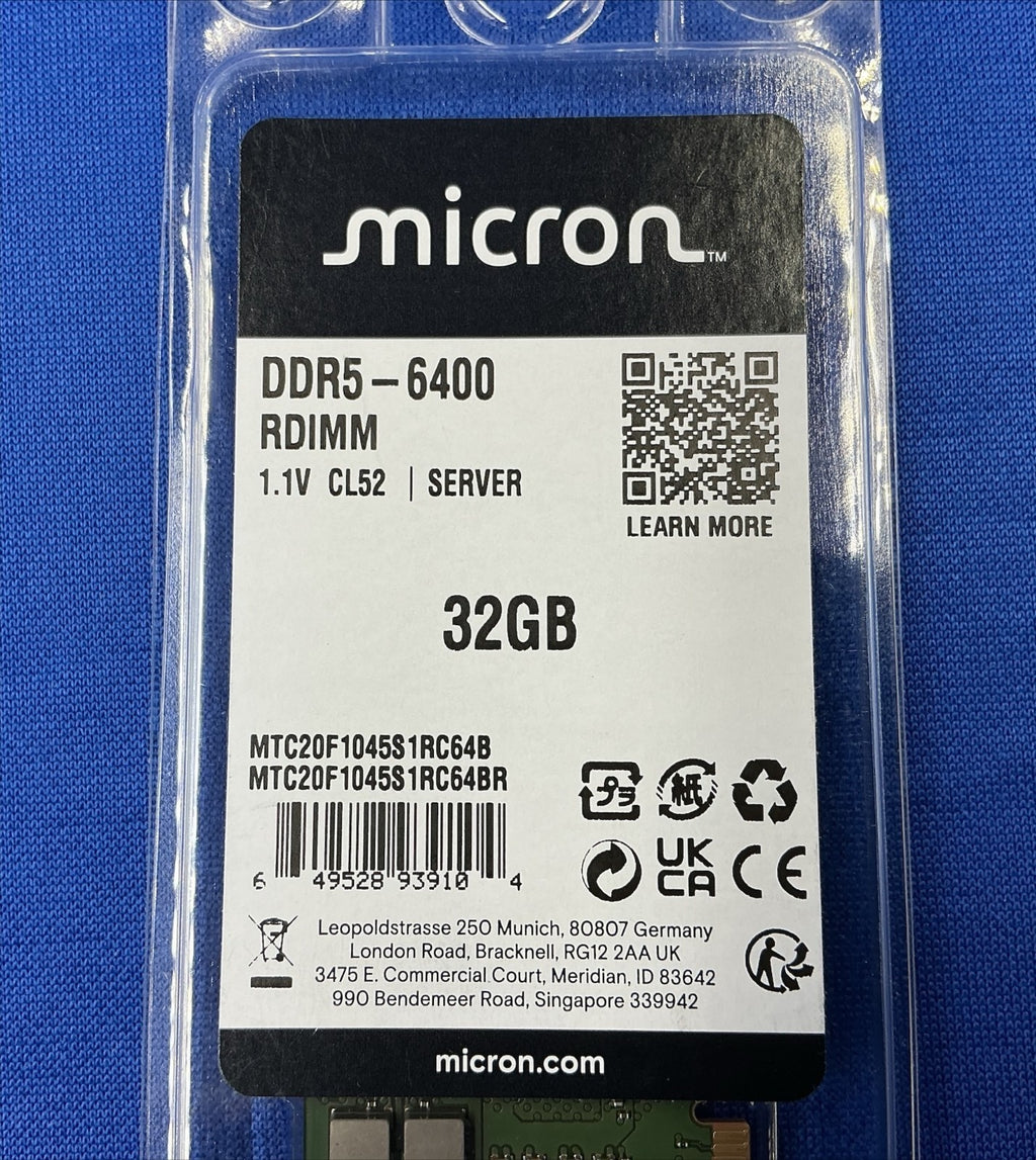 Micron MTC20F1045S1RC64BD2 32GB DDR5-6400 ECC RDIMM 1Rx4 PC5-51200 MEMORY