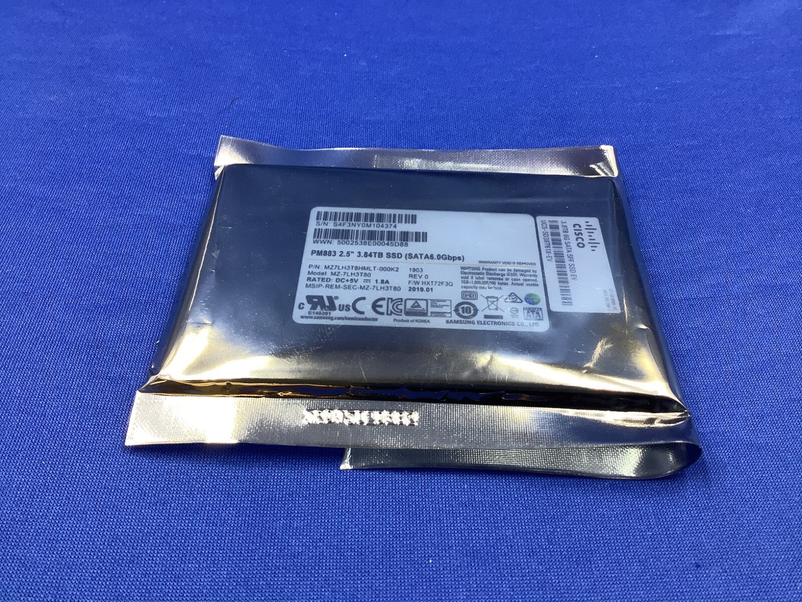 MZ-7LH3T80 Samsung PM883 Series 3.84TB 2.5" SATA 6Gb/s SSD Cisco UCS-SD38T61X-EV