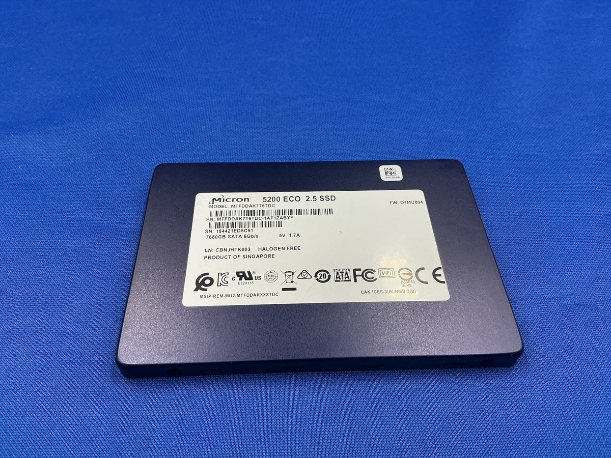 MTFDDAK7T6TDC MICRON 5200 ECO 7.68TB 2.5" SATA 6Gb/s SSD MTFDDAK7T6TDC-1AT1ZABCA