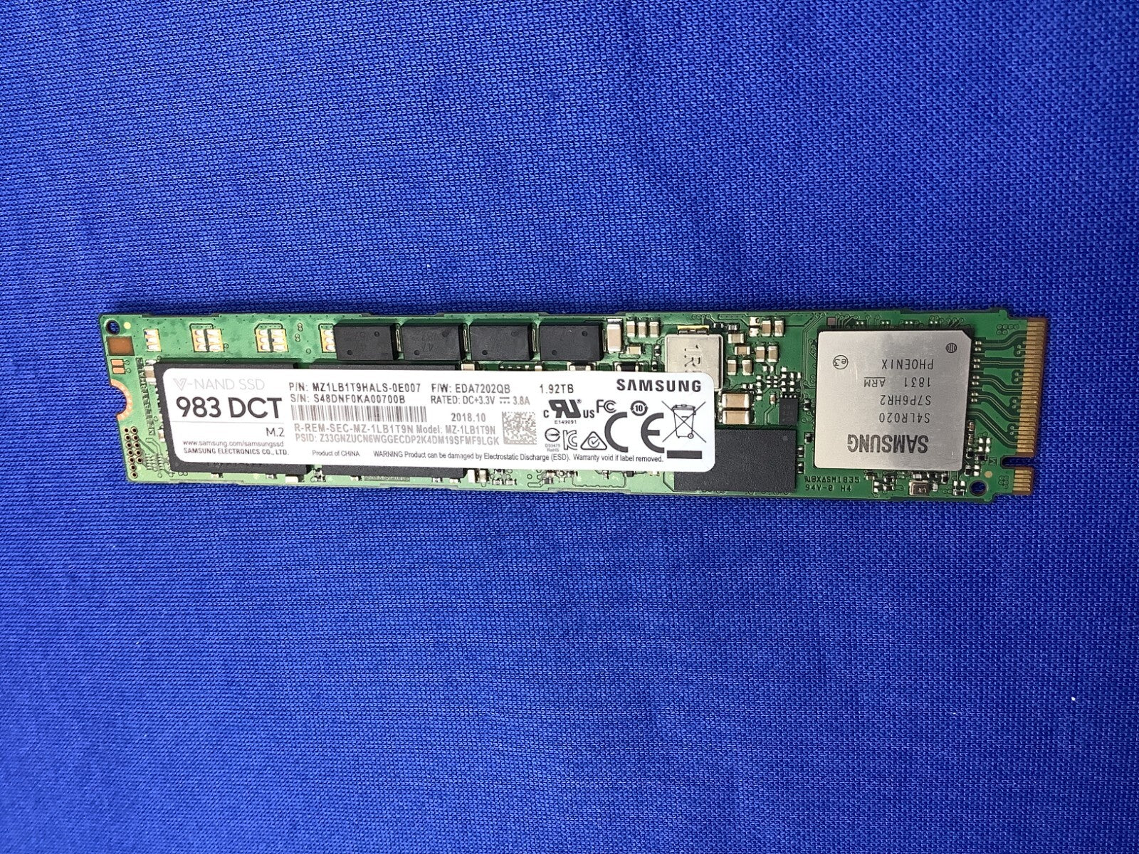 MZ-1LB1T9N Samsung 983 DCT 1.92TB NVMe PCIe M.2 SSD MZ1LB1T9HALS-0E007