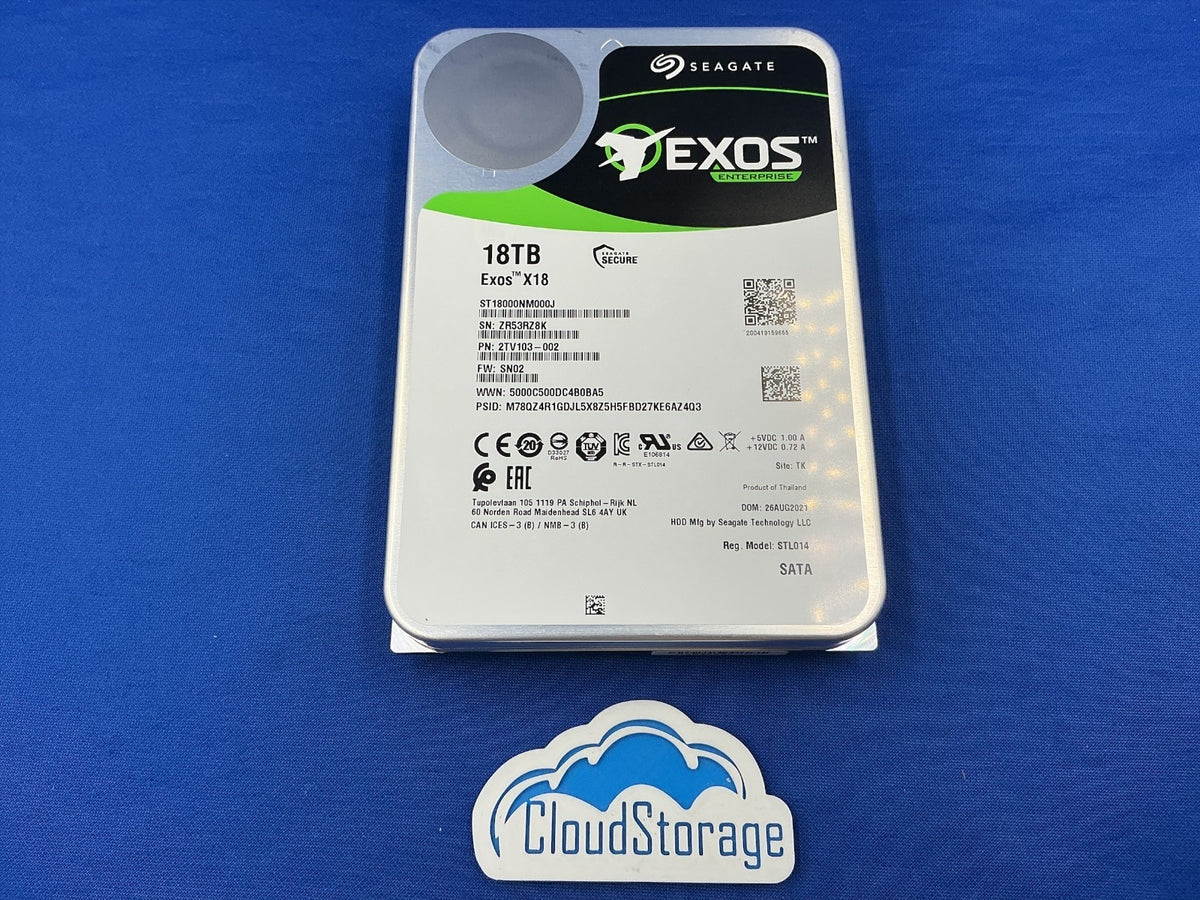 ST18000NM000J Seagate Exos X18 18TB 7.2K RPM SATA 6Gb/s 3.5" 512e/4Kn HDD
