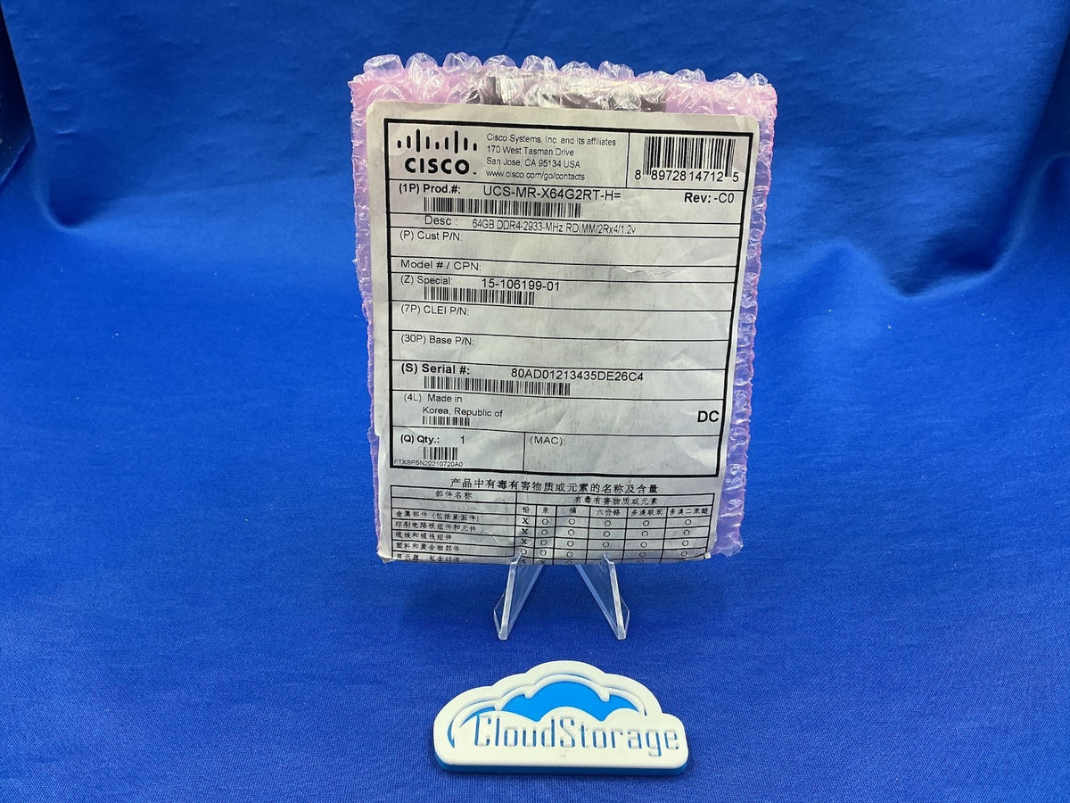 CISCO 64GB DDR4-2933 REGISTERED ECC 2RX4 1.2V RDIMM UCS-MR-X64G2RT-H
