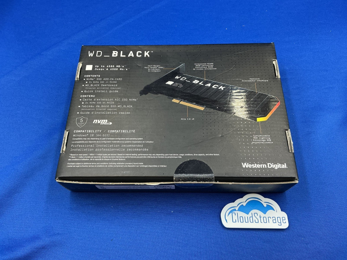 WDS400T1X0L WD BLACK AN1500 NVMe AIC 4TB PCI-Express 3.0 x8 Internal SSD