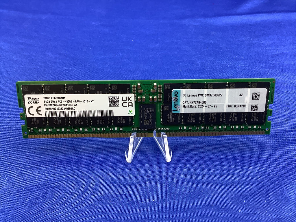 03NA205 LENOVO 64G (1X64GB) 2RX4 PC5-4800B RDIMM MEMORY 4X77A94006