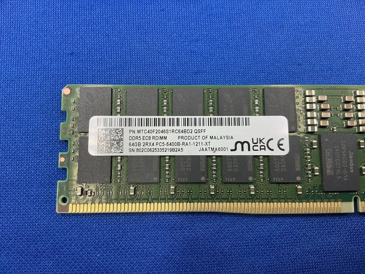 MTC40F2046S1RC64BD2 MICRON 64GB (1X64GB) 2RX4 PC5-6400B RDIMM MEMORY