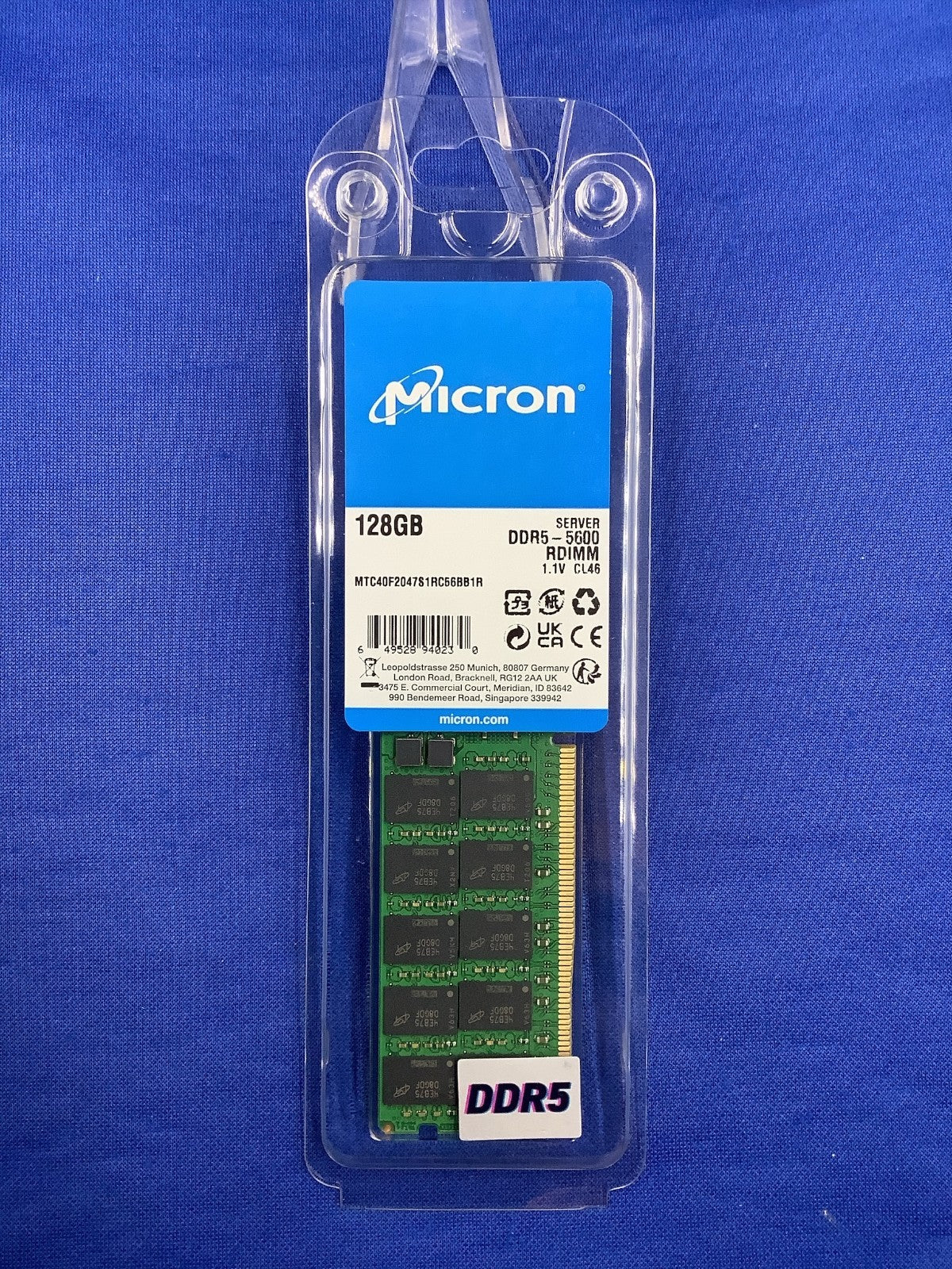 MTC40F2047S1RC56BB1R MICRON 128GB 2RX4 PC5-5600B RDIMM RAM MTC40F2047S1RC56BB1