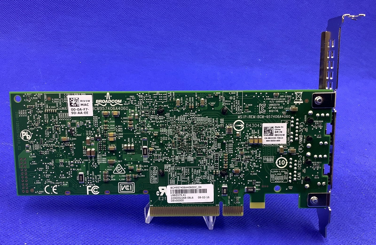 081V1W DELL BROADCOM 57406 DUAL PORT 10GBASE ADAPTER BCM957406A4060DC