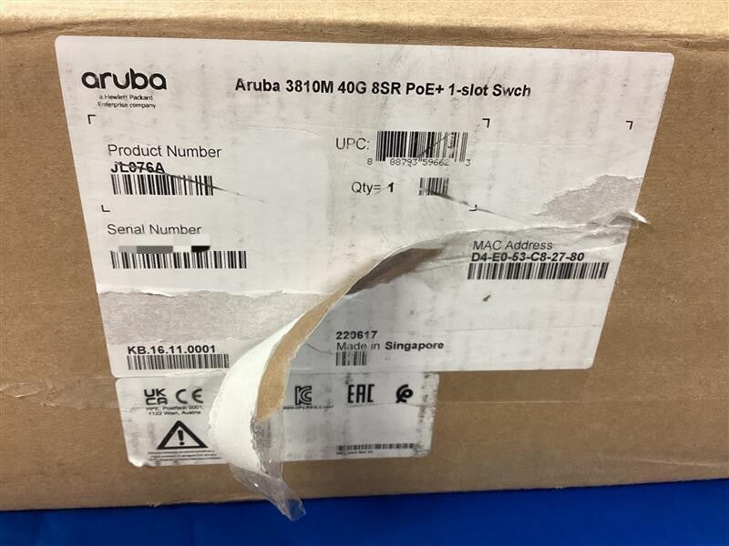 JL076A HPE ARUBA 3810M 40G 8 HPE SMART RATE POE+ 1-SLOT SWITCH