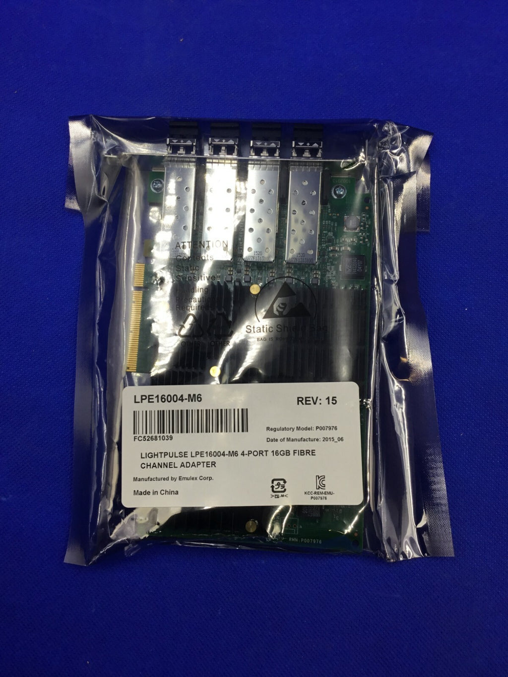 NOB LPE16004-M6 Emulex quad-port Gen 5 Fibre Channel (16GFC) Host Bus Adapter