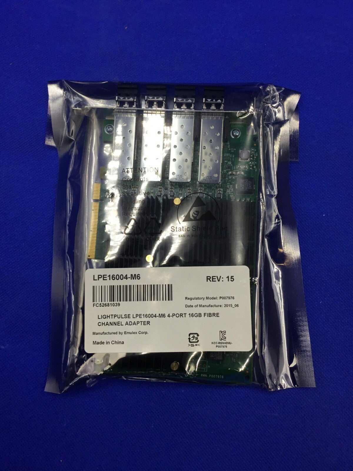 NOB LPE16004-M6 Emulex quad-port Gen 5 Fibre Channel (16GFC) Host Bus Adapter