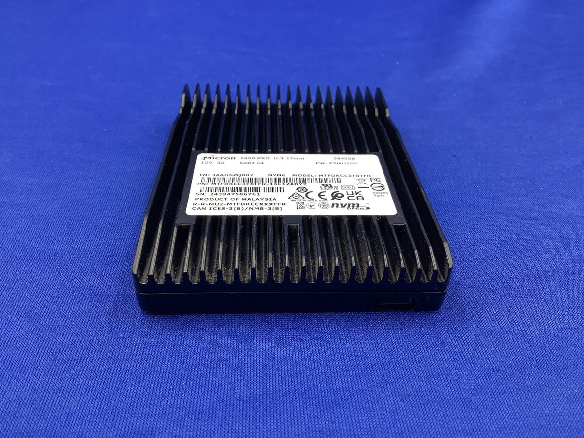 MTFDKCC3T8TFR  Micron 7450 PRO Series 3.84TB U.3 PCIE4.0 NVME 2.5in SSD
