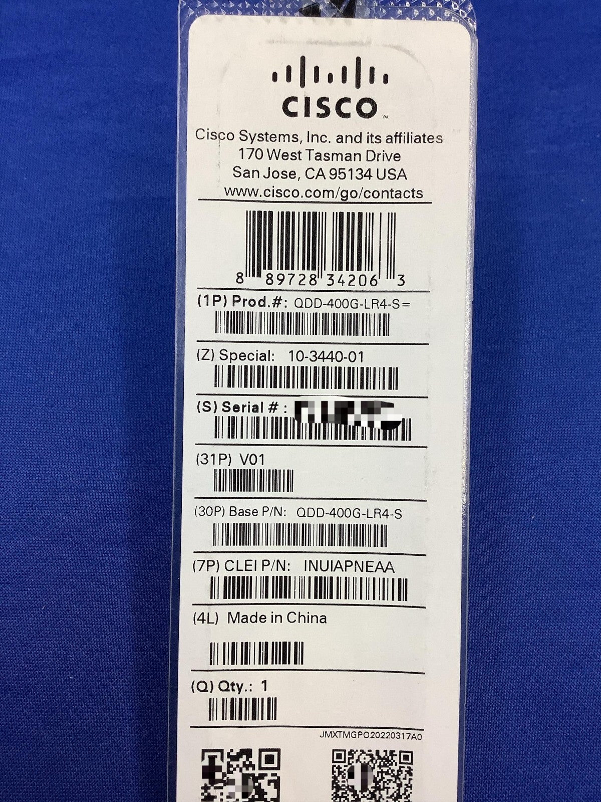 QDD-400G-LR4-S CISCO 400G QSFP-DD Transceiver, 400G-LR4, Duplex LC, 10km Duplex