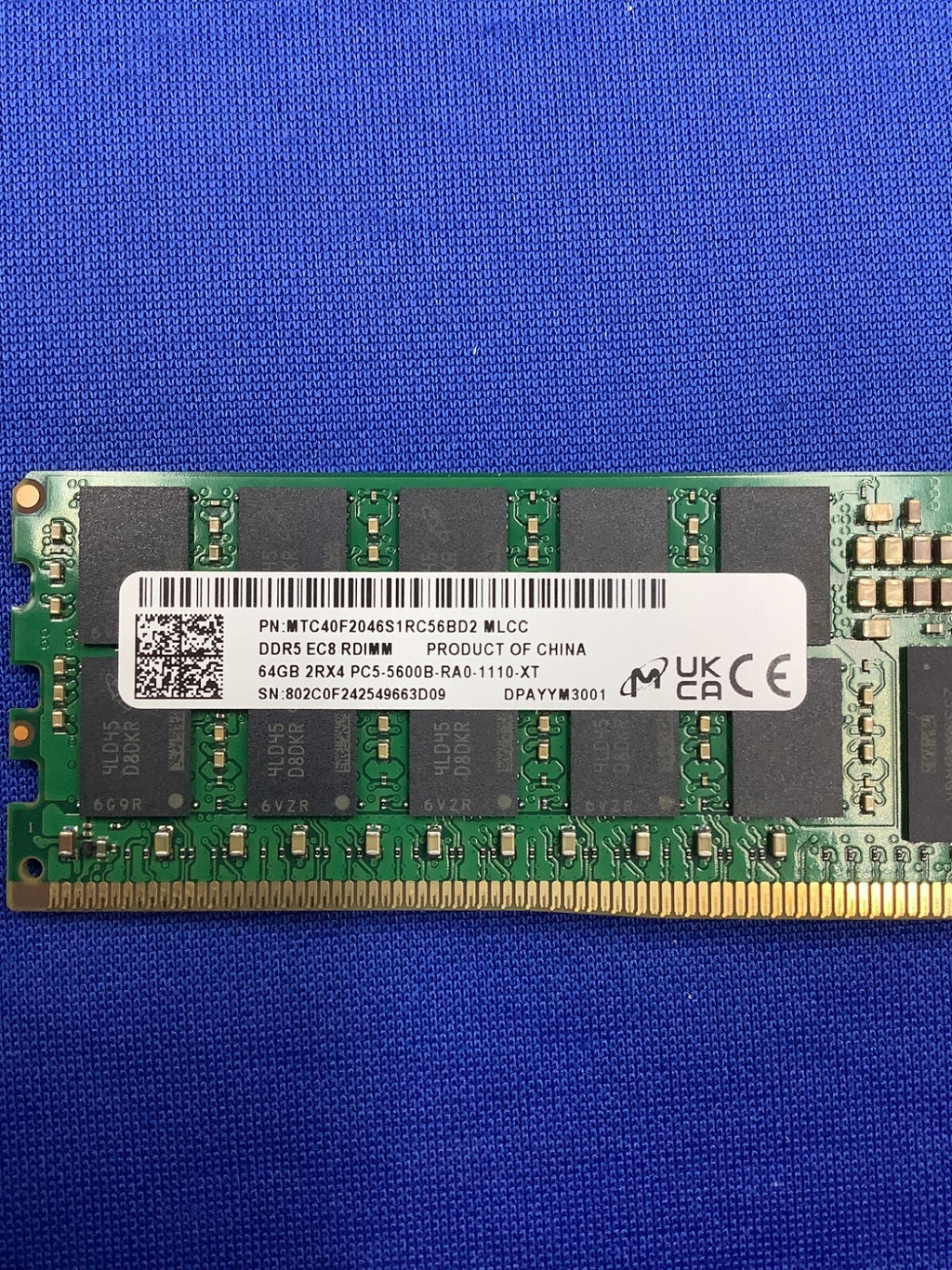 NEW MTC40F2046S1RC56BD2 MICRON 64GB (1X64GB) 2RX4 PC5-5600B RDIMM MEMORY