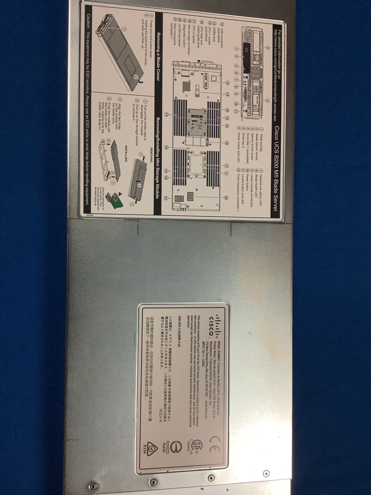 Cisco UCSB-B200-M5 Blade Server  73-17637-12 CTO Chassis