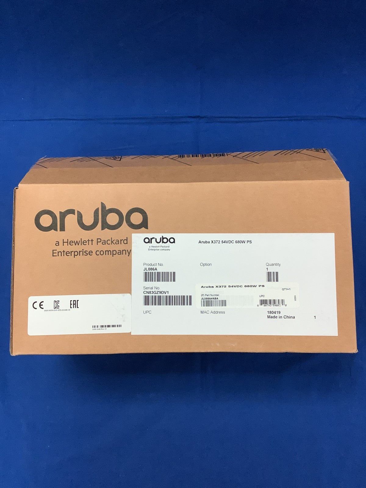 JL086A HPE Aruba 54VDC 680W 100-240VAC POWER SUPPLY