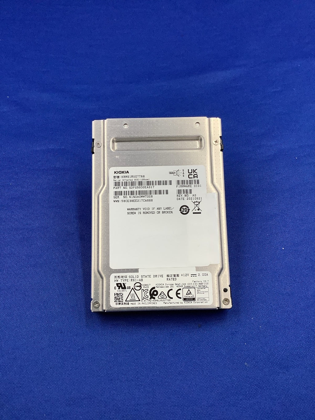 KRM61RUG7T68 KIOXIA PM6 7.68TB SAS 12Gb/s 2.5Inch SSD SDFGS03GEA01T