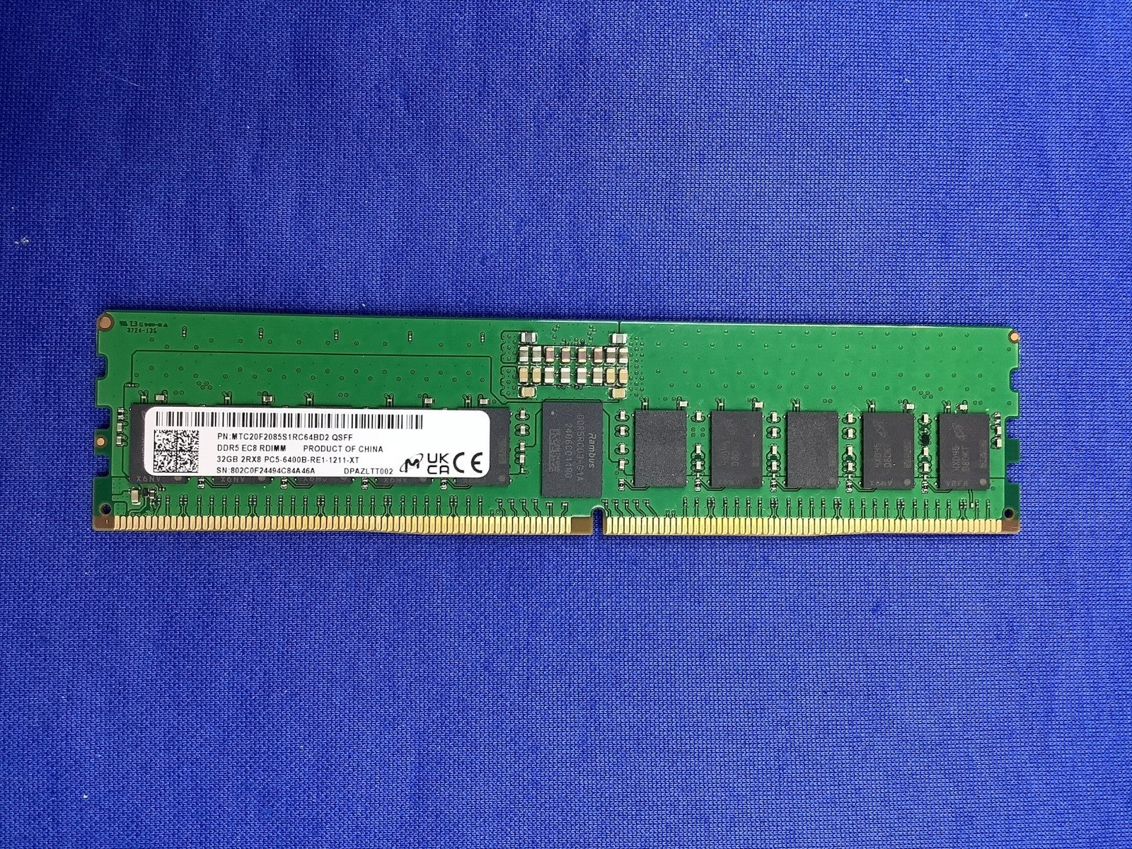 MTC20F2085S1RC64BD2  MICRON 32GB (1X32GB) 2Rx8 PC5-6400B RDIMM MEMORY
