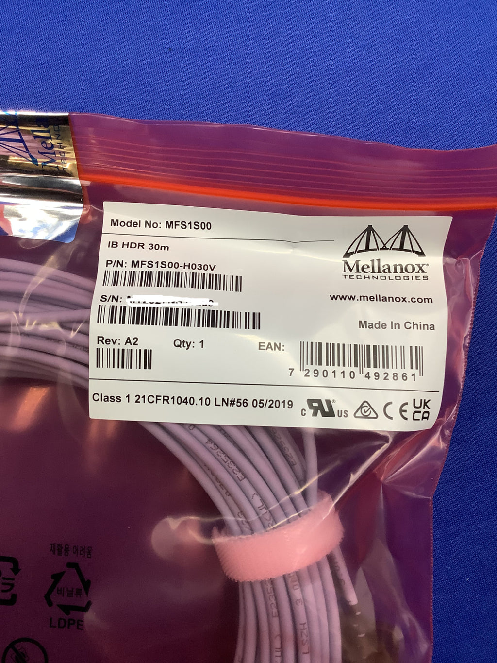 MFS1S00-H030V NVIDIA MFS1S00 Active Optical Cable up to 200Gbs QSFP56 30m