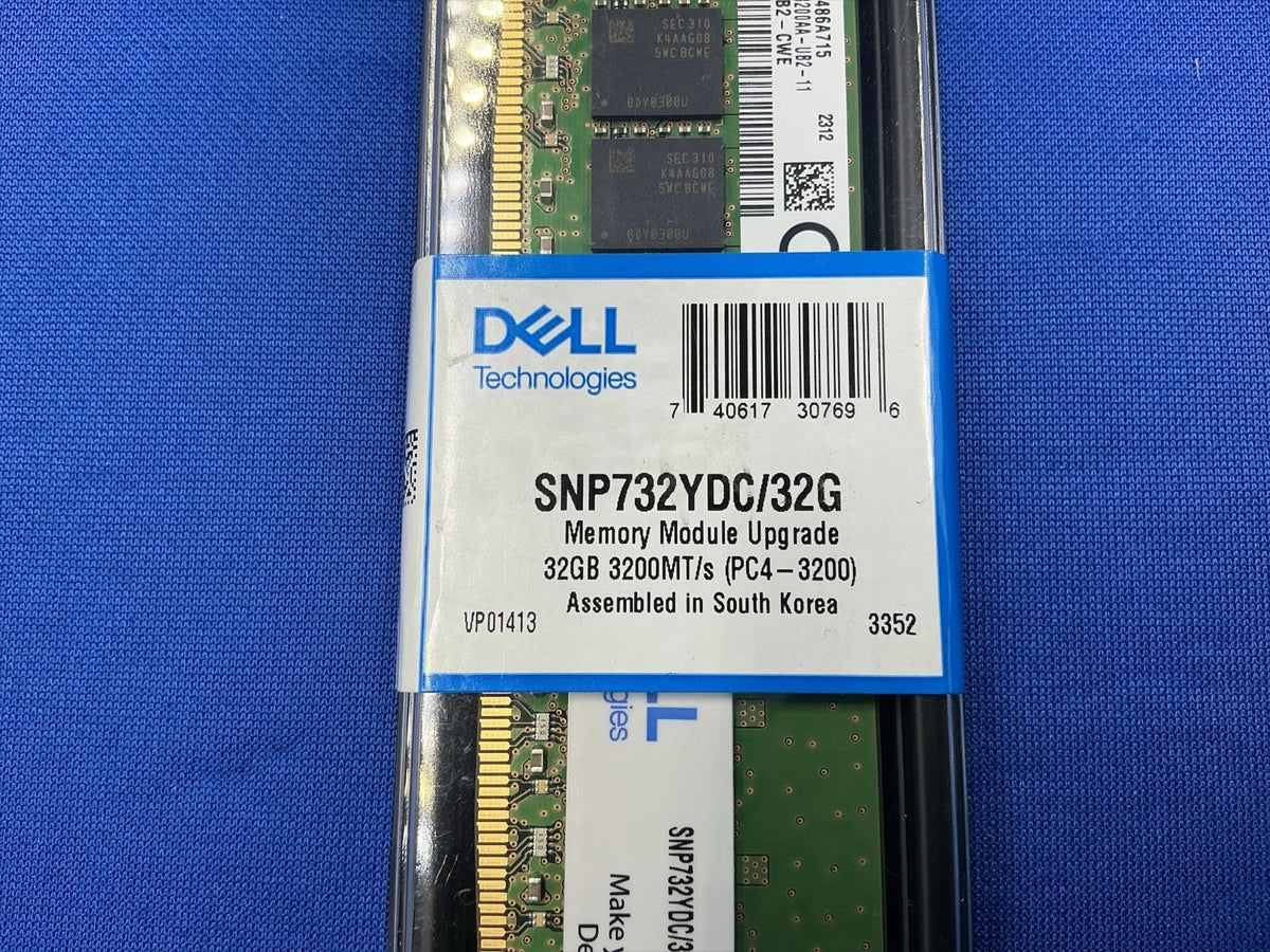 SNP732YDC/32G DELL 32GB (1X32GB) 2RX8 PC4-3200AA Unbuffered DIMM MEMORY