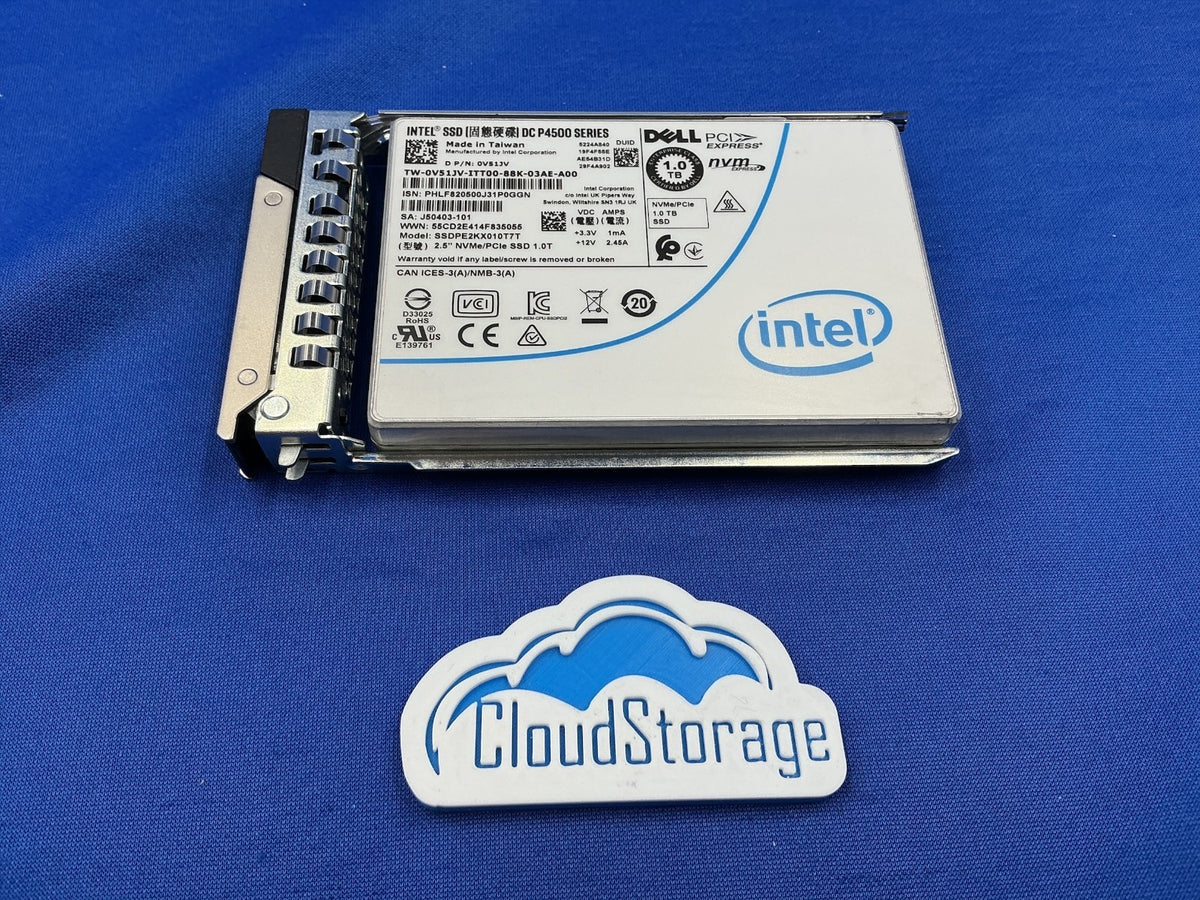 V51JV Dell Intel DC P4500 Series 1TB NVME PCIe 2.5'' SSD 0V51JV SSDPE2KX010T7T
