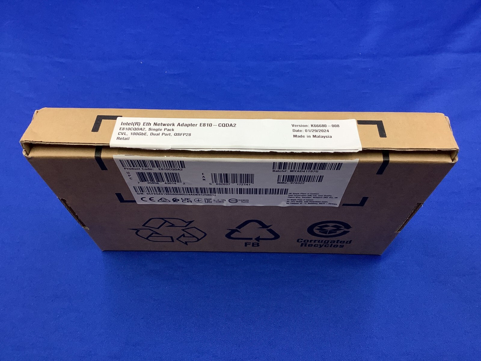 E810-CQDA2 Intel 100GbE 2Port QSFP28 Eth Network Adapter E810CQDA2