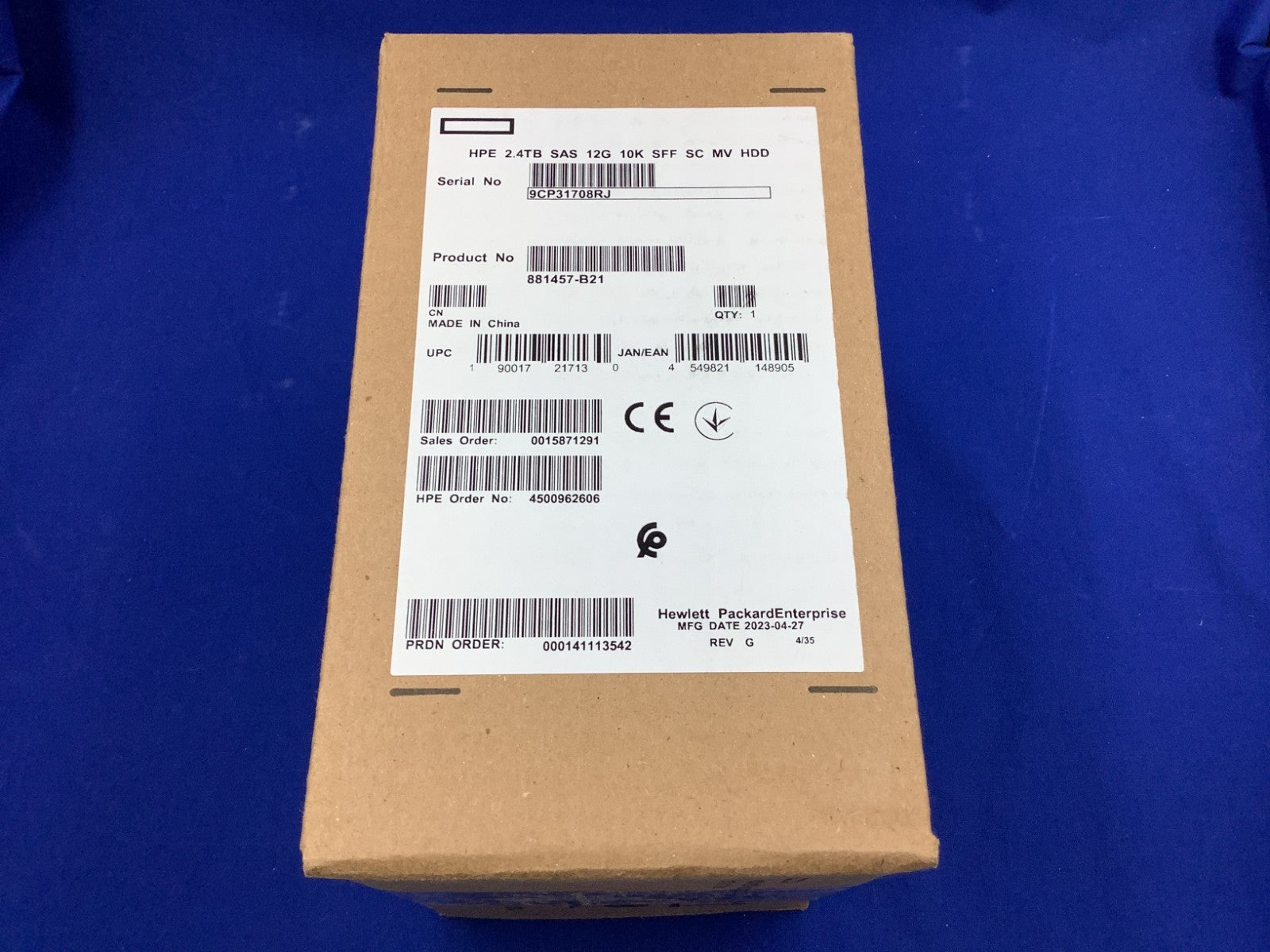 NEW 881457-B21 HPE 2.4TB 10K 12G SFF 2.5" SAS SC HDD 881507-001 EG002400JWJNT