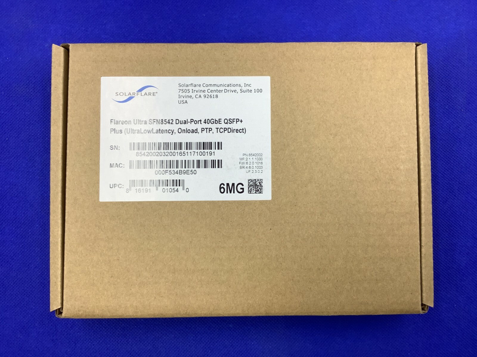 F/S SOLARFLARE Flareon® Ultra SFN8542-Plus Dual-Port 40GbE QSFP+ Server Adapter