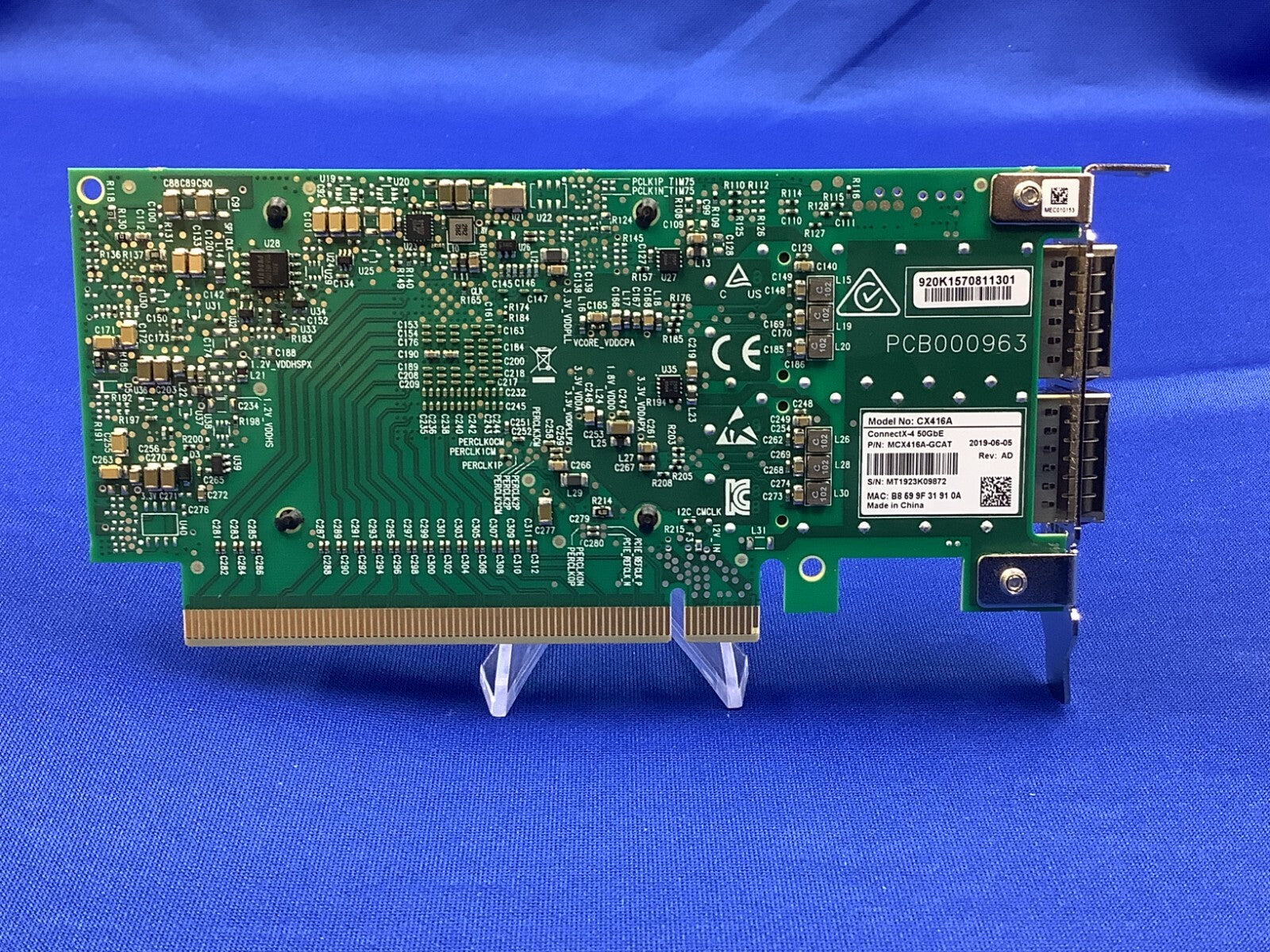 MCX416A-GCAT Mellanox ConnectX-4 50GbE CX416A Dual-Port PCIe NIC Card