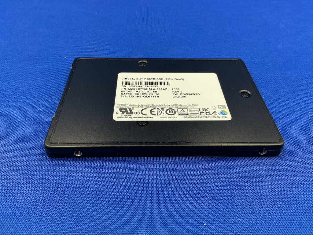 MZ-QLB7T6B Samsung PM983a 7.68TB 2.5In PCIe Gen3 NVMe U.2 SSD MZQLB7T6HALA