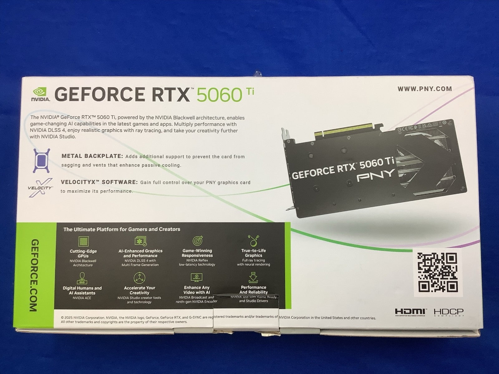 NVIDIA PNY GeForce RTX 5060Ti 8GB Overclocked Graphics card VCG5060T8DFXPB1-O