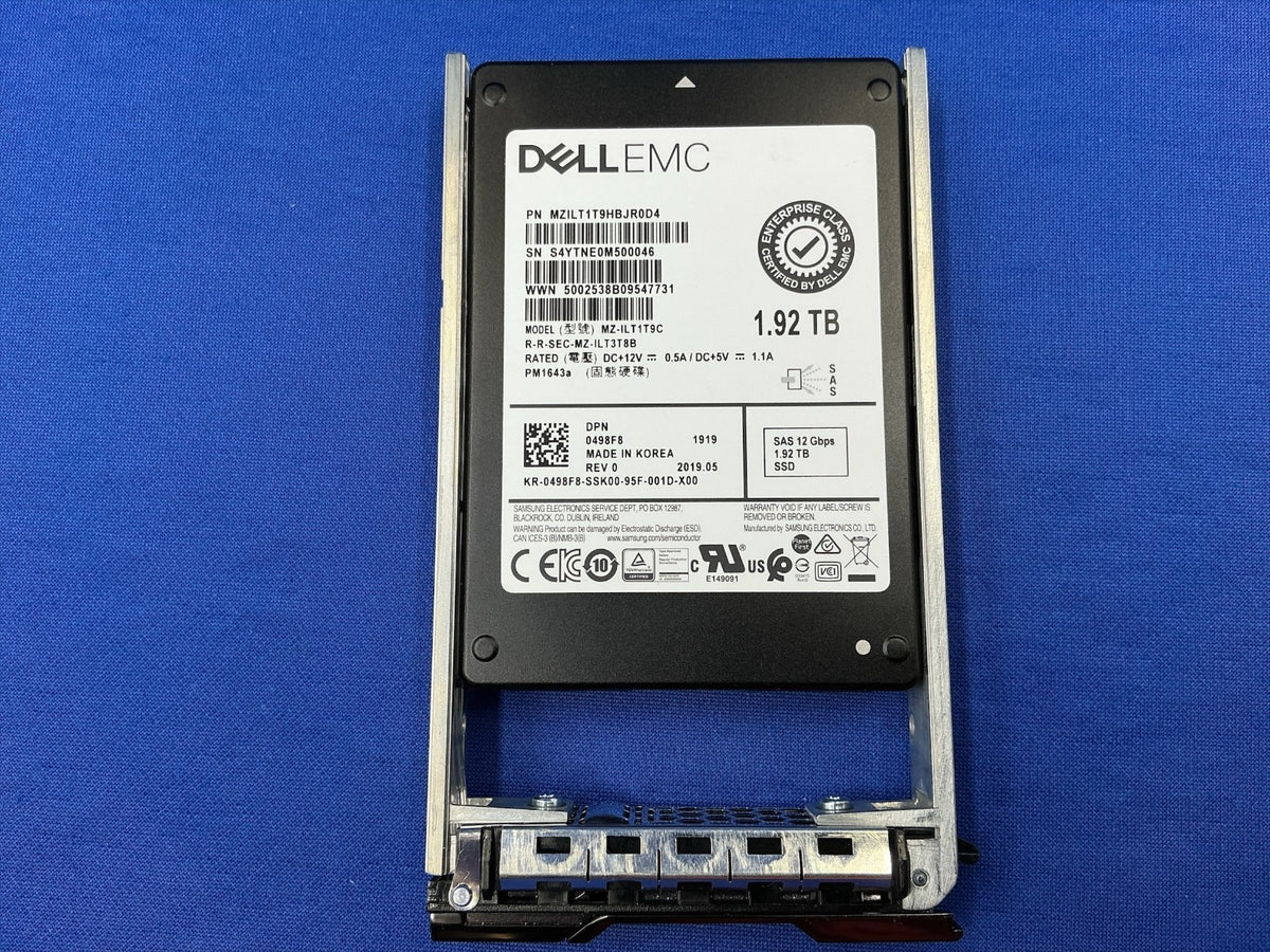 Dell Compellent 498F8 Samsung PM1643a 1.92TB 12Gb/s SAS 2.5" SSD  MZ-ILT1T9C