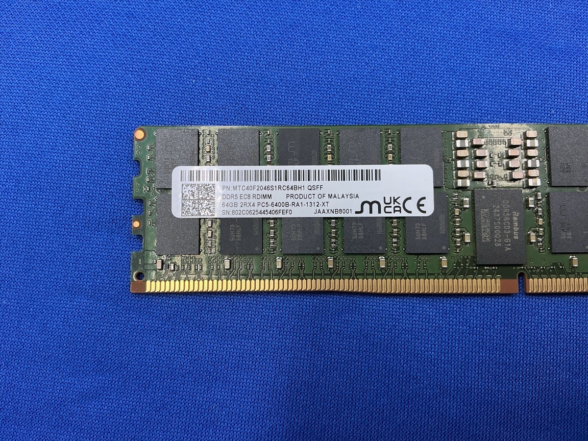 MTC40F2046S1RC64BH1 MICRON 64GB (1X64GB) 2RX4 PC5-6400B RDIMM MEMORY