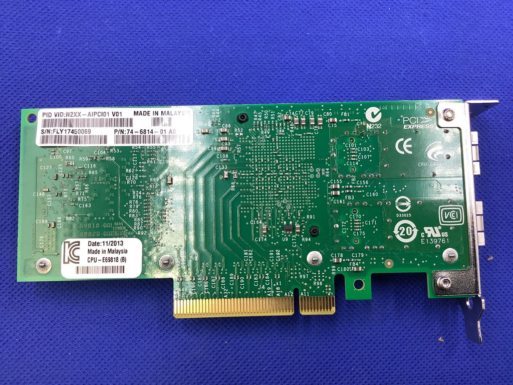 X520-DA2 Cisco Intel N2XX-AIPCI01  10GB Dual Port  Adapter  74-6814-01