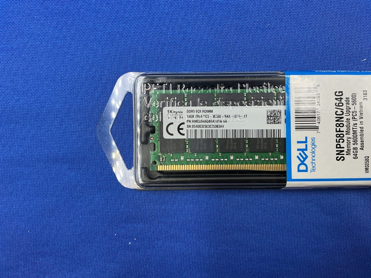 SNP58F8NC/64G Dell 64GB (1X64GB) 2RX4 PC5-5600B RDIMM MEMORY