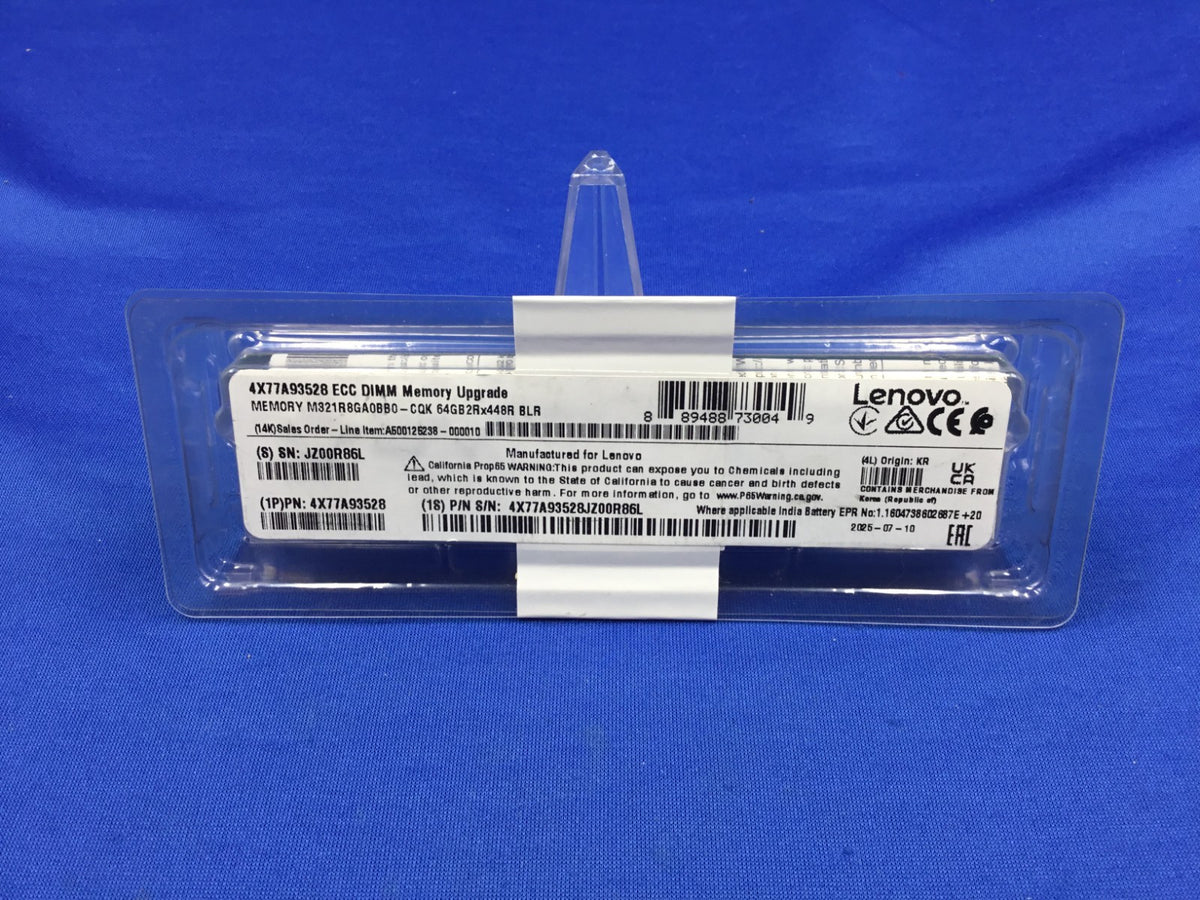 03LC544 LENOVO 64GB (1X64GB) 2RX4 PC5-6400B RDIMM MEMORY 4X77A90966