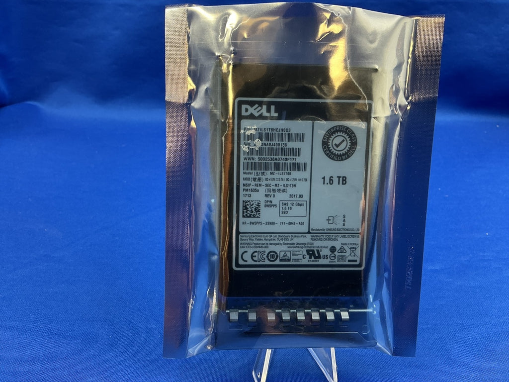 W5PP5  0W5PP5 Dell PM1635a 1.6TB 12Gbps SAS MU TLC 2.5 SSD MZ-ILS1T6B