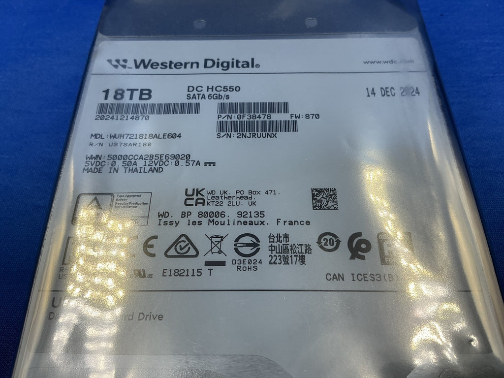 WUH721818ALE604 Western Digital DC HC550 18TB 3.5" SATA 6Gb/s 3.5inch Hard Drive