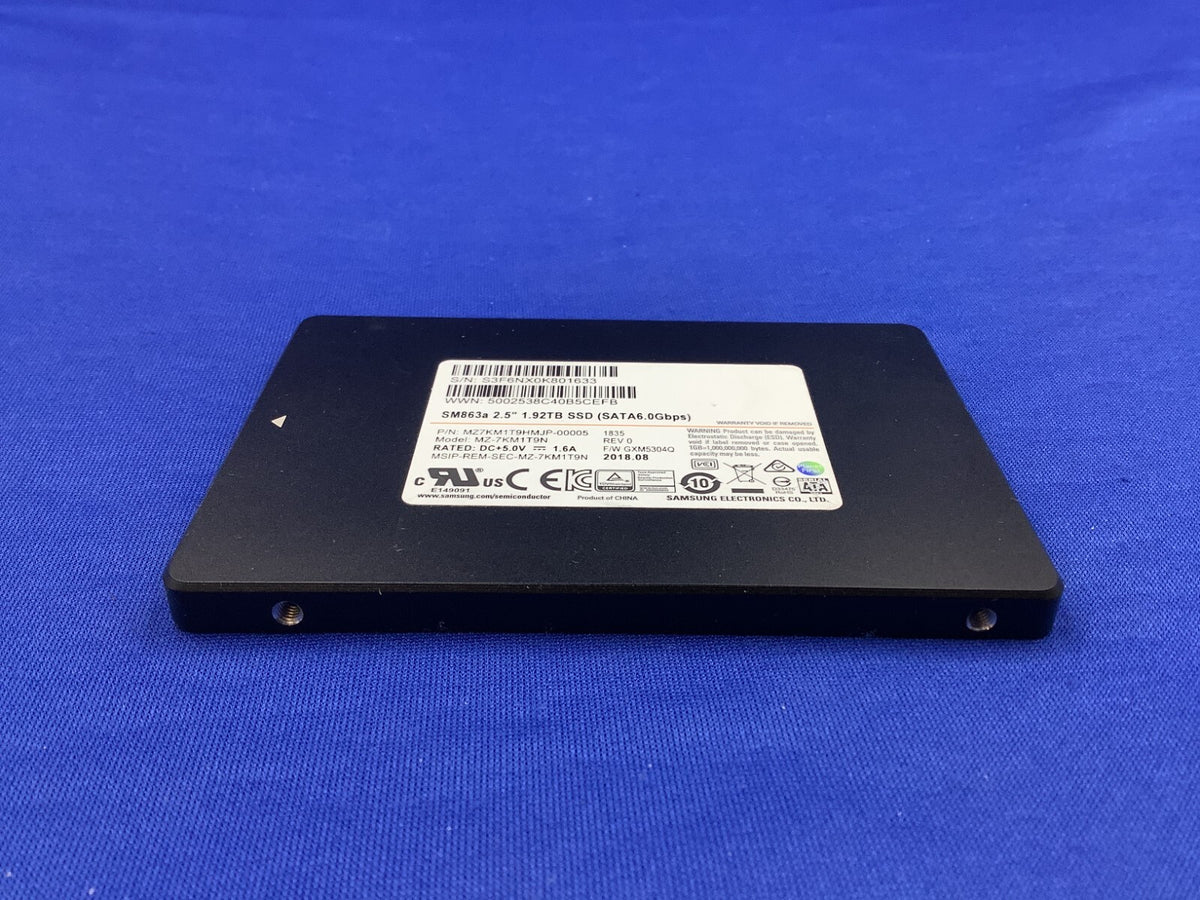 MZ-7KM1T9N Samsung SM863a 2.5'' 1.92TB 6Gbps SATA SSD MZ7KM1T9HMJP